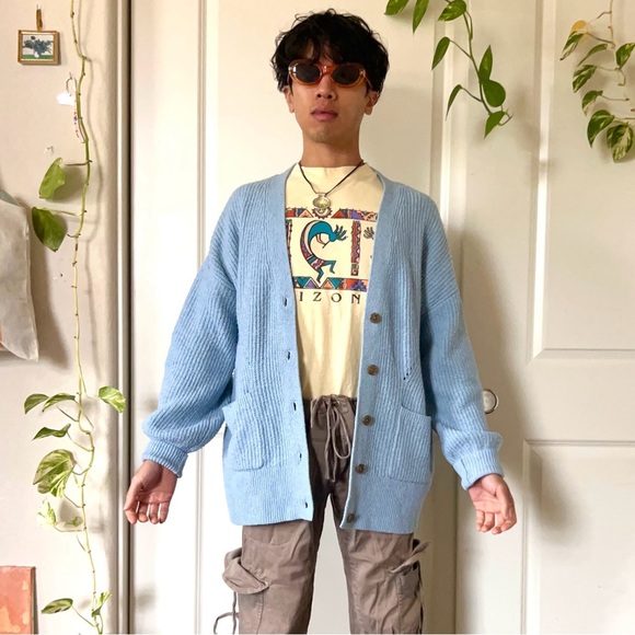 Baby Blue Nine West Oversized Cardigan - Picture 1 of 5